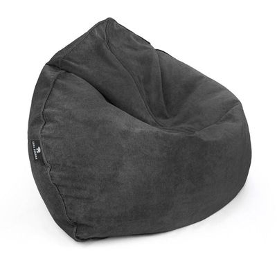 Luxe Decora Crest Bean Bag | Premium Soft Woven Fabric Bean Bag with Unique Crest Shape | Water Repellent | Washable | Filled with Polystyrene Beads | Kids & Adults (Eclipse Black, Large)