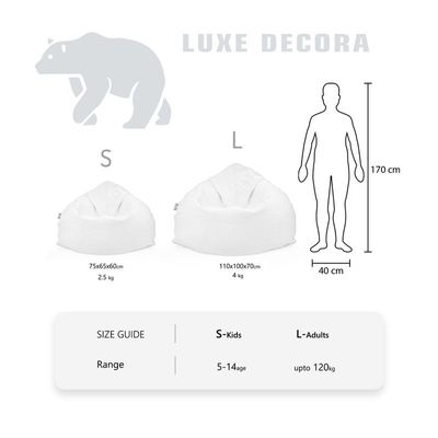 Luxe Decora Crest Bean Bag | Premium Soft Woven Fabric Bean Bag with Unique Crest Shape | Water Repellent | Washable | Filled with Polystyrene Beads | Kids & Adults (Blush Pink, Large)