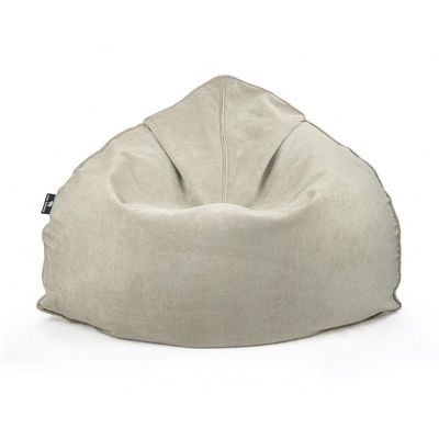 Luxe Decora Crest Bean Bag | Premium Soft Woven Fabric Bean Bag with Unique Crest Shape | Water Repellent | Washable | Filled with Polystyrene Beads | Kids & Adults (Ivory, Large)