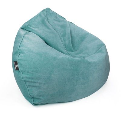 Luxe Decora Crest Bean Bag | Premium Soft Woven Fabric Bean Bag with Unique Crest Shape | Water Repellent | Washable | Filled with Polystyrene Beads | Kids & Adults (Lagoon Blue, Large)