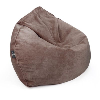 Luxe Decora Crest Bean Bag | Premium Soft Woven Fabric Bean Bag with Unique Crest Shape | Water Repellent | Washable | Filled with Polystyrene Beads | Kids & Adults (Macha Brown, Large)