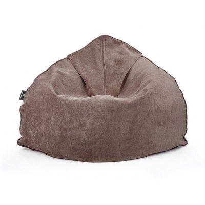 Luxe Decora Crest Bean Bag | Premium Soft Woven Fabric Bean Bag with Unique Crest Shape | Water Repellent | Washable | Filled with Polystyrene Beads | Kids & Adults (Macha Brown, Large)