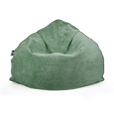 Luxe Decora Crest Bean Bag | Premium Soft Woven Fabric Bean Bag with Unique Crest Shape | Water Repellent | Washable | Filled with Polystyrene Beads | Kids & Adults (Pine Green, Large)