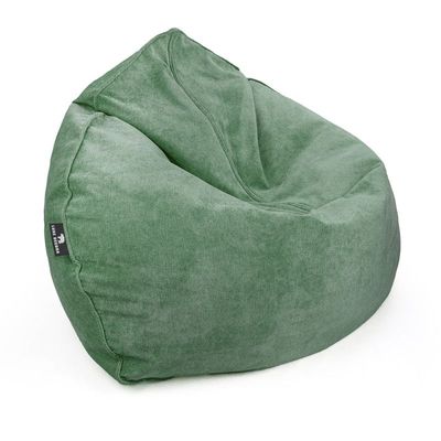 Luxe Decora Crest Bean Bag | Premium Soft Woven Fabric Bean Bag with Unique Crest Shape | Water Repellent | Washable | Filled with Polystyrene Beads | Kids & Adults (Pine Green, Large)