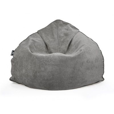 Luxe Decora Crest Bean Bag | Premium Soft Woven Fabric Bean Bag with Unique Crest Shape | Water Repellent | Washable | Filled with Polystyrene Beads | Kids & Adults (Stormy Grey, Large)