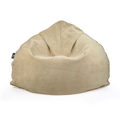 Luxe Decora Crest Bean Bag | Premium Soft Woven Fabric Bean Bag with Unique Crest Shape | Water Repellent | Washable | Filled with Polystyrene Beads | Kids & Adults (Sahara Sand, Large)