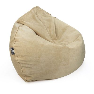 Luxe Decora Crest Bean Bag | Premium Soft Woven Fabric Bean Bag with Unique Crest Shape | Water Repellent | Washable | Filled with Polystyrene Beads | Kids & Adults (Sahara Sand, Large)