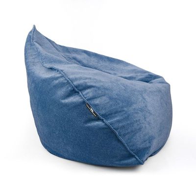 Luxe Decora Crest Bean Bag | Premium Soft Woven Fabric Bean Bag with Unique Crest Shape | Water Repellent | Washable | Filled with Polystyrene Beads | Kids & Adults (Sapplire Blue, Large)