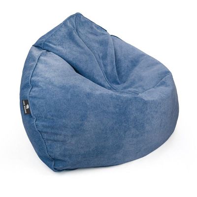 Luxe Decora Crest Bean Bag | Premium Soft Woven Fabric Bean Bag with Unique Crest Shape | Water Repellent | Washable | Filled with Polystyrene Beads | Kids & Adults (Sapplire Blue, Large)