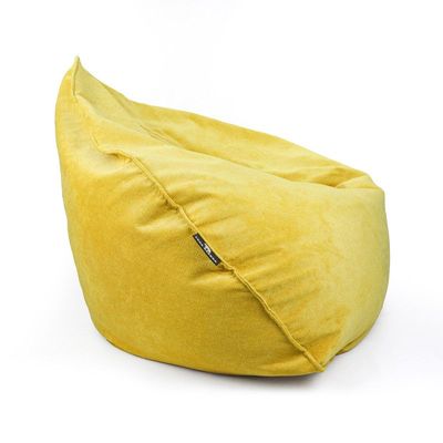 Luxe Decora Crest Bean Bag | Premium Soft Woven Fabric Bean Bag with Unique Crest Shape | Water Repellent | Washable | Filled with Polystyrene Beads | Kids & Adults (Sunshine Yellow, Large)