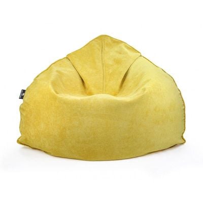 Luxe Decora Crest Bean Bag | Premium Soft Woven Fabric Bean Bag with Unique Crest Shape | Water Repellent | Washable | Filled with Polystyrene Beads | Kids & Adults (Sunshine Yellow, Large)