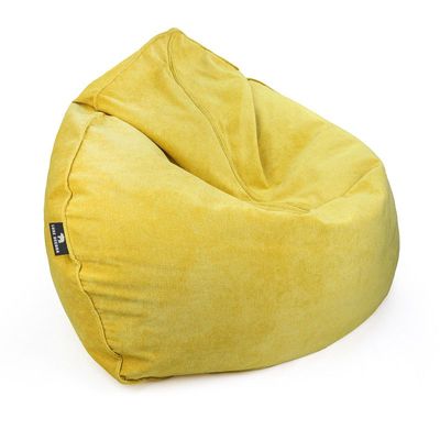 Luxe Decora Crest Bean Bag | Premium Soft Woven Fabric Bean Bag with Unique Crest Shape | Water Repellent | Washable | Filled with Polystyrene Beads | Kids & Adults (Sunshine Yellow, Large)