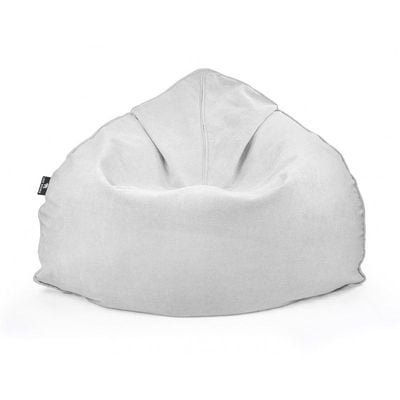 Luxe Decora Crest Bean Bag | Premium Soft Woven Fabric Bean Bag with Unique Crest Shape | Water Repellent | Washable | Filled with Polystyrene Beads | Kids & Adults (Frost White, Large)