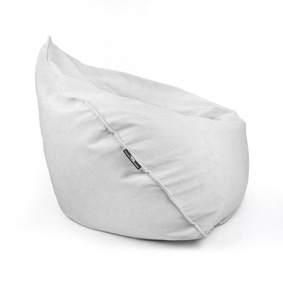 Luxe Decora Crest Bean Bag | Premium Soft Woven Fabric Bean Bag with Unique Crest Shape | Water Repellent | Washable | Filled with Polystyrene Beads | Kids & Adults (Frost White, Large)