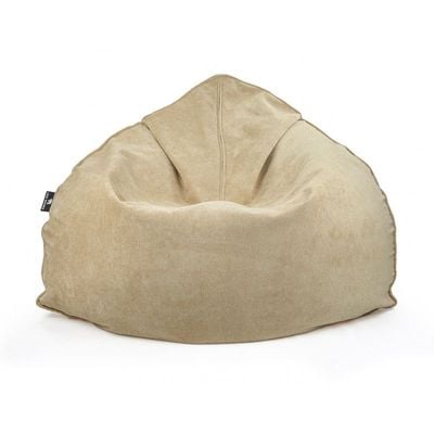 Luxe Decora Crest Bean Bag | Premium Soft Woven Fabric Bean Bag with Unique Crest Shape | Water Repellent | Washable | Filled with Polystyrene Beads | Kids & Adults (Sahara Sand, Small)