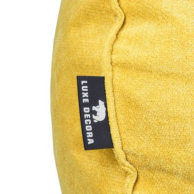 Luxe Decora Crest Bean Bag | Premium Soft Woven Fabric Bean Bag with Unique Crest Shape | Water Repellent | Washable | Filled with Polystyrene Beads | Kids & Adults (Sunshine Yellow, Small)