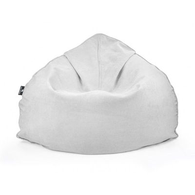 Luxe Decora Crest Bean Bag | Premium Soft Woven Fabric Bean Bag with Unique Crest Shape | Water Repellent | Washable | Filled with Polystyrene Beads | Kids & Adults (Frost White, Small)