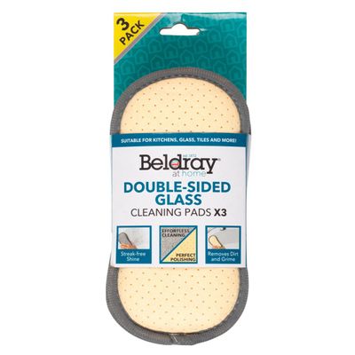 BELDRAY Double-Sided Glass Cleaning Pads: Perfect for windows, mirrors, glass tables, shower doors, car windows and  Streak-Free Shine Every Time - 3 Pack