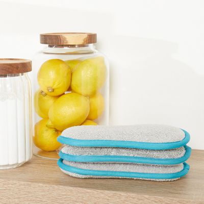 BELDRAY No Chem Clean Sponge Pads - Eco-Friendly Cleaning Sponges for Kitchen and Household Surfaces, 3-Pack