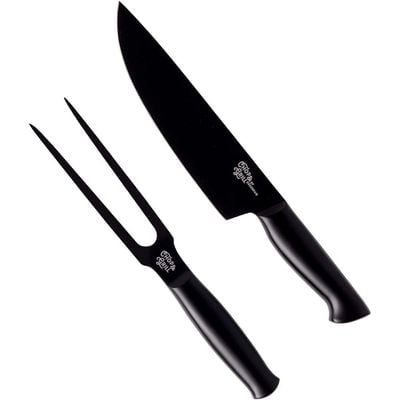 CHOP & GRILL  Meatfork & Knives Set  for slicing, carving, and serving meats at barbecues and gatherings with Stainless Steel Blades, Ergonomic Handles