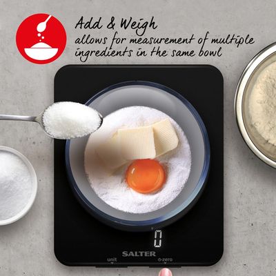 Salter Ghost Kitchen Scale : Digital Food Weighing Tool, Sleek Transparent Design With Accurate Precision Measurement