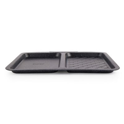 Salter Megastone Split Baking Tray – Non-Stick Oven Tray With 2 Compartments For Multipurpose Cooking, Durable Carbon Steel Ovenware, Easy To Clean