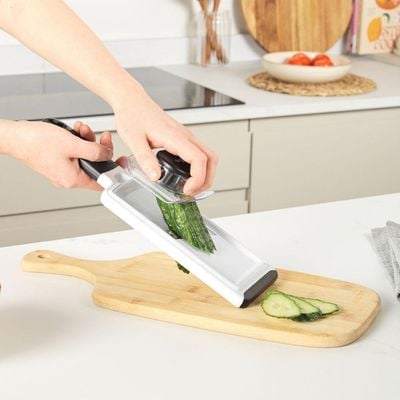 Salter 2 In 1 Mandoline Adjustable Slicer And Cutter For Creating Uniform Slices And  Strips