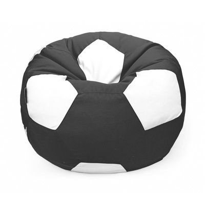 Luxe Decora Football Bean Bag | Outdoor Water Repellent Olefin Fabric | Filled with Polystyrene Beads | Removable Inner Layer | Comfortable Seating for Kids & Adults (Black/White, Medium)