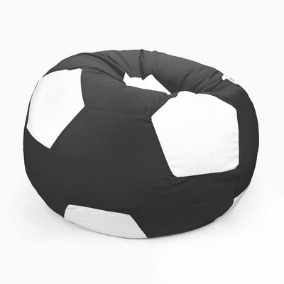 Luxe Decora Football Bean Bag | Outdoor Water Repellent Olefin Fabric | Filled with Polystyrene Beads | Removable Inner Layer | Comfortable Seating for Kids & Adults (Black/White, Medium)