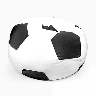 Luxe Decora Football Bean Bag | Outdoor Water Repellent Olefin Fabric | Filled with Polystyrene Beads | Removable Inner Layer | Comfortable Seating for Kids & Adults (White/Black, Medium)