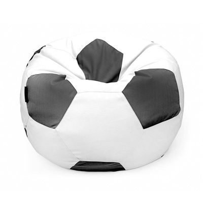 Luxe Decora Football Bean Bag | Outdoor Water Repellent Olefin Fabric | Filled with Polystyrene Beads | Removable Inner Layer | Comfortable Seating for Kids & Adults (White/Black, Medium)