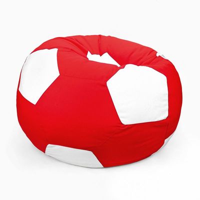 Luxe Decora Football Bean Bag | Outdoor Water Repellent Olefin Fabric | Filled with Polystyrene Beads | Removable Inner Layer | Comfortable Seating for Kids & Adults (Red/White, Medium)