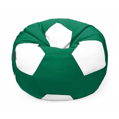 Luxe Decora Football Bean Bag | Outdoor Water Repellent Olefin Fabric | Filled with Polystyrene Beads | Removable Inner Layer | Comfortable Seating for Kids & Adults (Green/White, Medium)