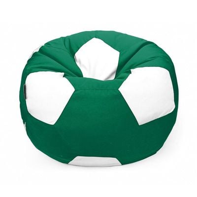 Luxe Decora Football Bean Bag | Outdoor Water Repellent Olefin Fabric | Filled with Polystyrene Beads | Removable Inner Layer | Comfortable Seating for Kids & Adults (Green/White, Medium)