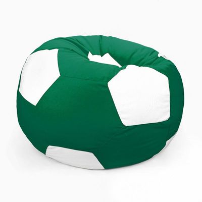 Luxe Decora Football Bean Bag | Outdoor Water Repellent Olefin Fabric | Filled with Polystyrene Beads | Removable Inner Layer | Comfortable Seating for Kids & Adults (Green/White, Medium)