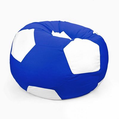 Luxe Decora Football Bean Bag | Outdoor Water Repellent Olefin Fabric | Filled with Polystyrene Beads | Removable Inner Layer | Comfortable Seating for Kids & Adults (Royalblue/White, Medium)