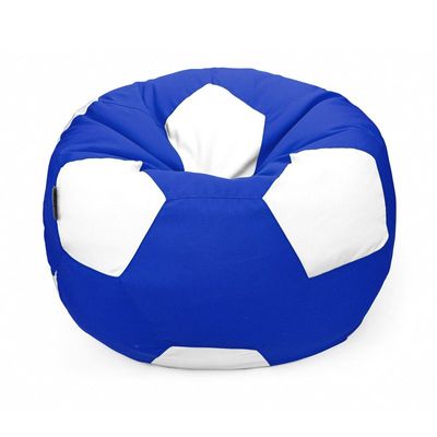 Luxe Decora Football Bean Bag | Outdoor Water Repellent Olefin Fabric | Filled with Polystyrene Beads | Removable Inner Layer | Comfortable Seating for Kids & Adults (Royalblue/White, Medium)