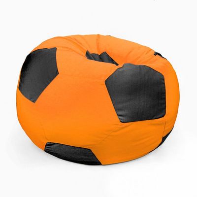 Luxe Decora Football Bean Bag | Outdoor Water Repellent Olefin Fabric | Filled with Polystyrene Beads | Removable Inner Layer | Comfortable Seating for Kids & Adults (Orange/Black, Medium)