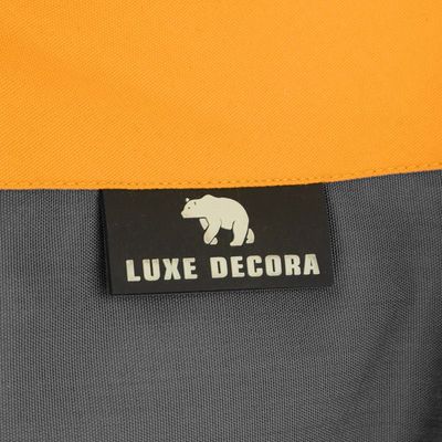 Luxe Decora Football Bean Bag | Outdoor Water Repellent Olefin Fabric | Filled with Polystyrene Beads | Removable Inner Layer | Comfortable Seating for Kids & Adults (Orange/Black, Medium)
