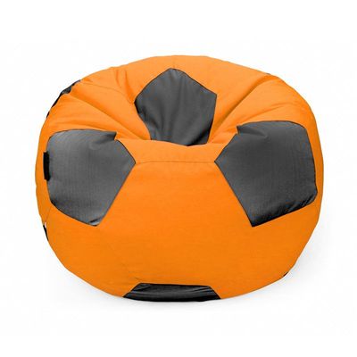Luxe Decora Football Bean Bag | Outdoor Water Repellent Olefin Fabric | Filled with Polystyrene Beads | Removable Inner Layer | Comfortable Seating for Kids & Adults (Orange/Black, Medium)