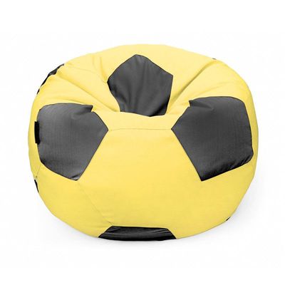 Luxe Decora Football Bean Bag | Outdoor Water Repellent Olefin Fabric | Filled with Polystyrene Beads | Removable Inner Layer | Comfortable Seating for Kids & Adults (Yellow/Black, Medium)