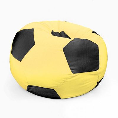 Luxe Decora Football Bean Bag | Outdoor Water Repellent Olefin Fabric | Filled with Polystyrene Beads | Removable Inner Layer | Comfortable Seating for Kids & Adults (Yellow/Black, Medium)