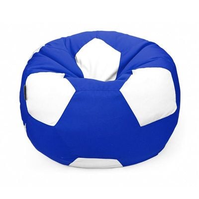 Luxe Decora Football Bean Bag | Outdoor Water Repellent Olefin Fabric | Filled with Polystyrene Beads | Removable Inner Layer | Comfortable Seating for Kids & Adults (Royalblue/White, X-Large)