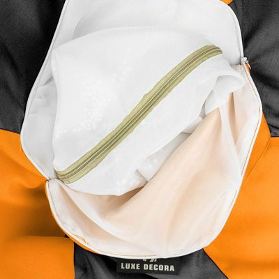 Luxe Decora Football Bean Bag | Outdoor Water Repellent Olefin Fabric | Filled with Polystyrene Beads | Removable Inner Layer | Comfortable Seating for Kids & Adults (Orange/Black, X-Large)
