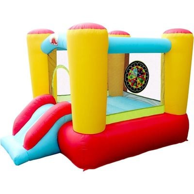 MYTS Compact Inflatable Bounce House With Slide And Basketball Hoop