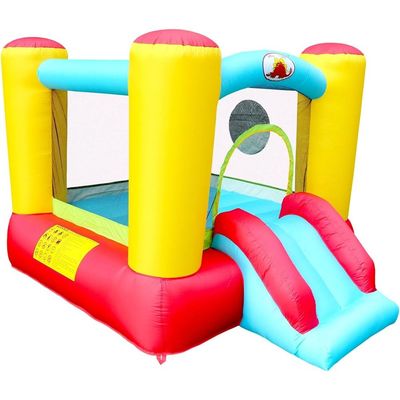 MYTS Compact Inflatable Bounce House With Slide And Basketball Hoop