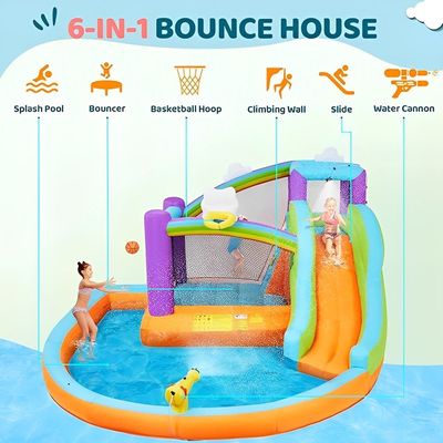 MYTS Ultimate Water Fun Inflatable Playhouse With Slide And Splash Pool