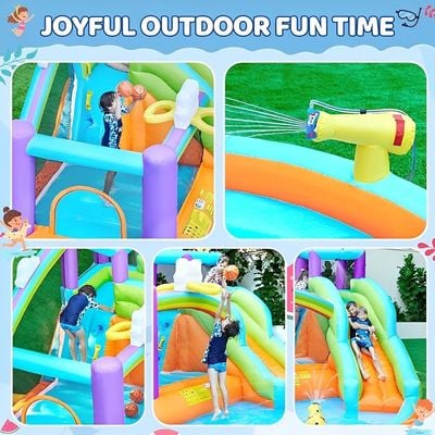 MYTS Ultimate Water Fun Inflatable Playhouse With Slide And Splash Pool