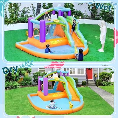 MYTS Ultimate Water Fun Inflatable Playhouse With Slide And Splash Pool