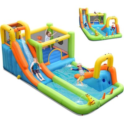 MYTS Exciting Water Adventure Inflatable Playhouse With Slide And Splash Pool